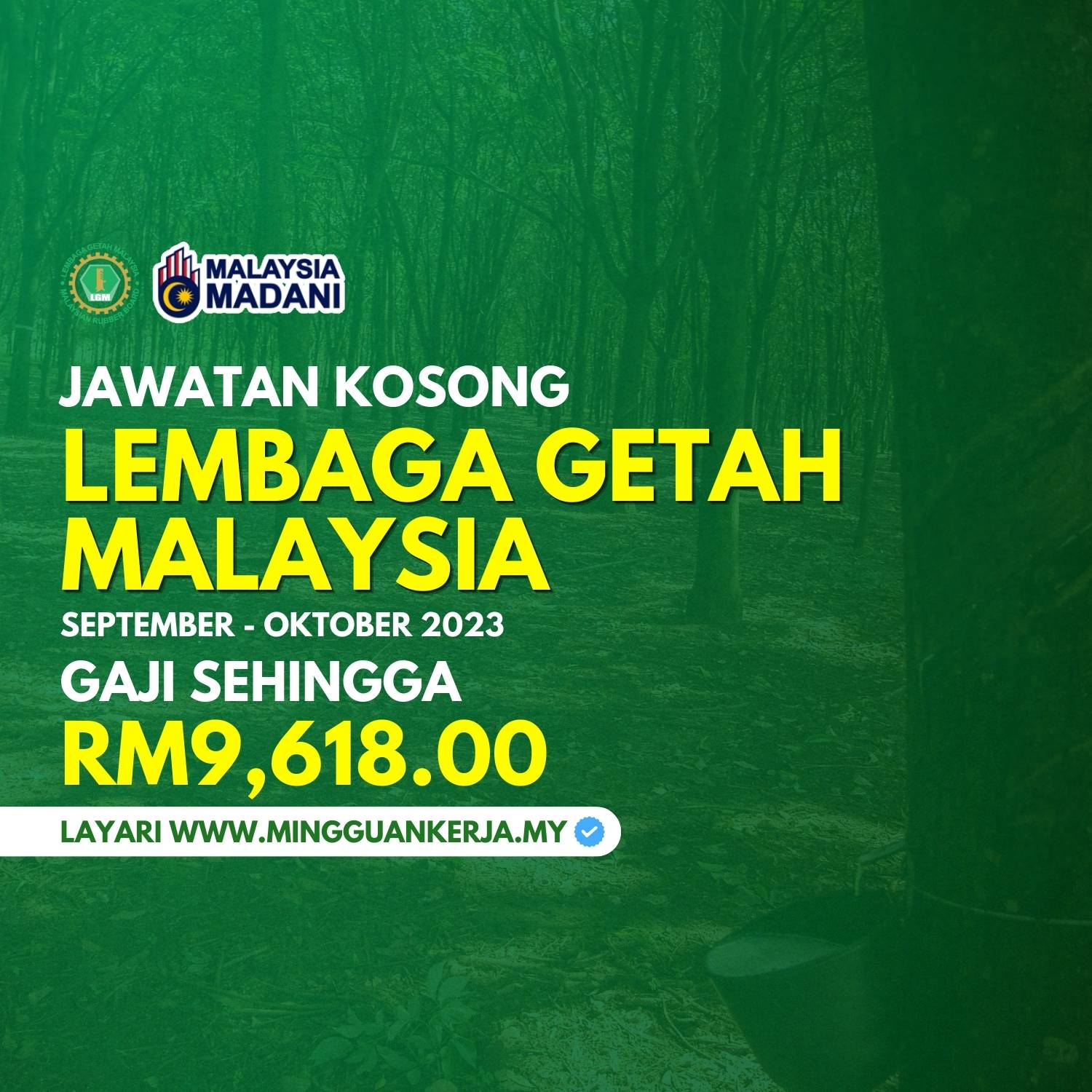 Jawatan Kosong Lembaga Getah Malaysia : Gaji Sehingga RM9,618