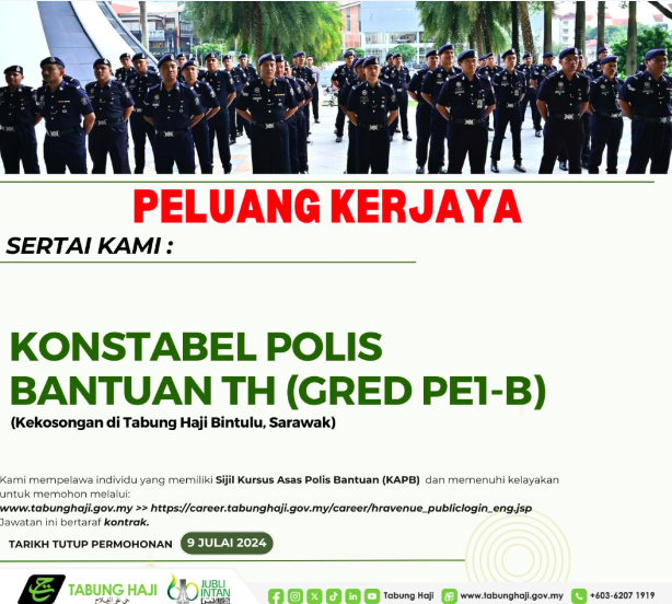 Jawatan Kosong Tabung Haji : Konstabel Polis Bantuan (Gred PE1-B ...